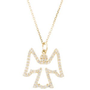 Ladies Natural Diamond Angel Necklace (I1, G-H) — 14K Yellow Gold