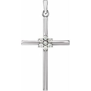 Ladies Natural Diamond Cross Pendant (I1, G-H) — 14K White Gold