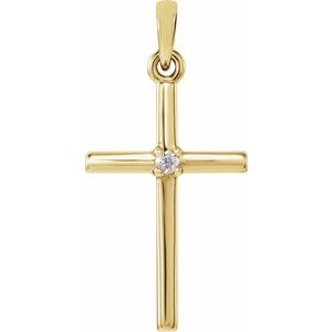 Ladies Natural Diamond Cross Pendant (I1, G-H) — 14K Yellow Gold