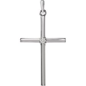 Ladies Natural Diamond Cross Pendant (I1, G-H) — Sterling Silver