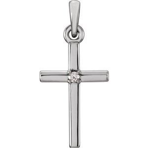 Ladies Natural Diamond Cross Pendant (I1, G-H) — Platinum