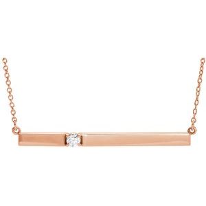 Ladies Natural Diamond Bar Necklace (I1, G-H) — 14K Rose Gold