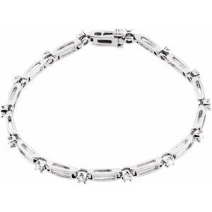 Ladies Natural Diamond Line Bracelet (I1, G-H) — 14K White Gold