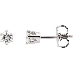 Ladies Natural Diamond Stud Earrings (I1, G-H) — 14K White Gold