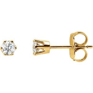 Ladies Natural Diamond 6-Prong Stud Earrings (Si2-Si3, G-H) — 14K Yellow Gold
