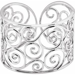 Ladies Natural Diamond Cuff Bracelet (I1, G-H) — Sterling Silver