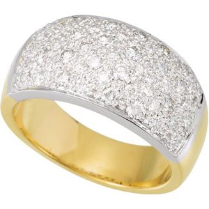 Ladies 14K White/ Natural Diamond Micro Pavé-Style Ring Size 7 (I1, H+) — 14K White/Yellow Gold