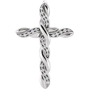 Ladies Natural Diamond Cross Pendant (Si1, G-H) — 14K White Gold