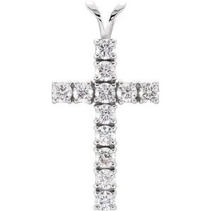 Ladies Natural Diamond Cross Pendant (Si1, G-H) — 14K White Gold