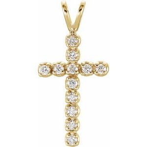 Ladies Natural Diamond Cross Pendant (Si1, G-H) — 14K Yellow Gold