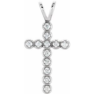 Ladies Natural Diamond Cross Pendant (Si1, G-H) — 14K White Gold
