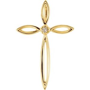 Ladies Natural Diamond Cross Pendant (Si1, G-H) — 14K Yellow Gold