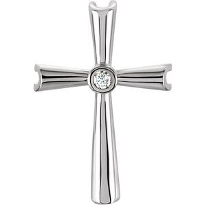 Ladies Natural Diamond Cross Pendant (Si1, G-H) — 14K White Gold