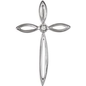 Ladies Natural Diamond Cross Pendant (Si1, G-H) — 14K White Gold