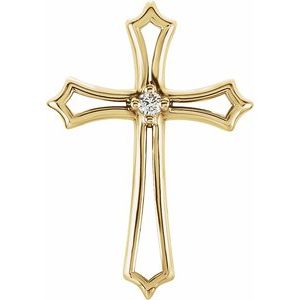 Ladies Natural Diamond Cross Pendant (Si1, G-H) — 14K Yellow Gold