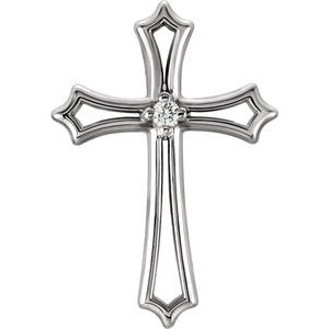 Ladies Natural Diamond Cross Pendant (Si1, G-H) — 14K White Gold