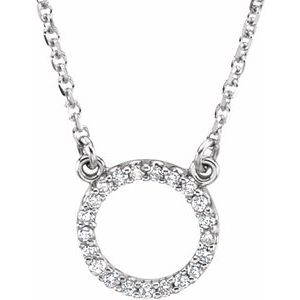 Ladies Natural Diamond Circle Necklace (I1, G-H) — 14K White Gold