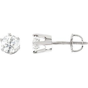 Ladies Natural Diamond Stud Earrings (I1, G-H) — 14K White Gold
