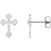 Ladies 14K Yellow/ Natural Diamond Cross Earrings — 14K White Gold