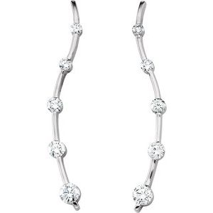 Ladies Natural Diamond Left Journey Earring — 18K White Gold