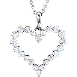 Ladies Natural Diamond Heart Necklace (I1, H-I) — 14K White Gold
