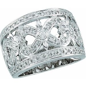Ladies Natural Diamond Ring (I1, H+) — 14K White Gold