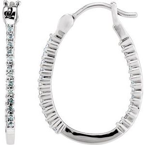 Ladies Natural Diamond Inside-Outside Hoop Earrings (SI, H+) — Platinum