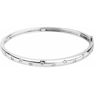 Ladies Natural Diamond Bangle 6 3/ Bracelet (I1, G-H) — 14K White Gold