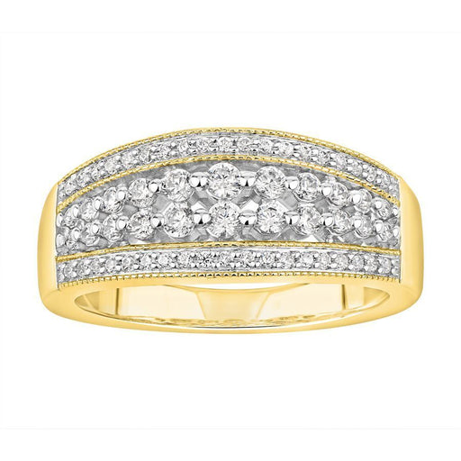 LADIES BAND 0.50CT ROUND DIAMOND 10K YELLOW GOLD