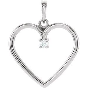 Ladies Natural Diamond Heart Pendant (I1, G-H) — 14K White Gold