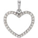 Ladies Natural Diamond Heart Pendant — 14K White Gold