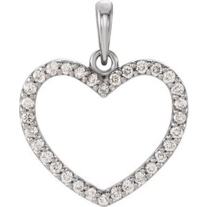 Ladies Natural Diamond Heart Pendant — Platinum