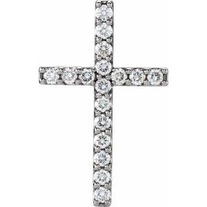 Ladies Natural Diamond Petite Cross Pendant (I1, G-H) — 14K White Gold