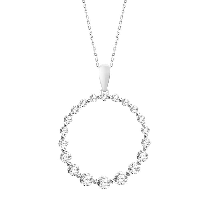 LADIES PENDANT 0.75CT ROUND DIAMOND 14K WHITE GOLD