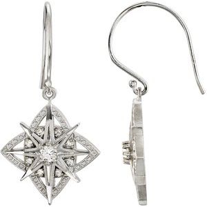 Ladies Natural Diamond Vintage-Inspired Earrings — Sterling Silver