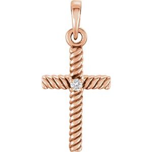Ladies Natural Diamond Cross Pendant (I1, G-H) — 14K Rose Gold