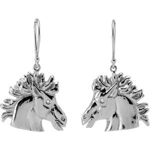 Ladies Natural Diamond Magnificent Lipizzaner Earrings — 14K White Gold