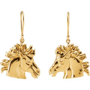 Ladies Natural Diamond Magnificent Lipizzaner Earrings — 14K Yellow Gold