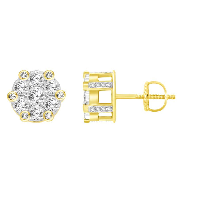 LADIES EARRINGS 0.25CT ROUND DIAMOND 10K YELLOW GOLD