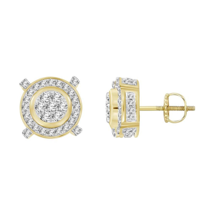 LADIES STUD EARRINGS 0.50CT ROUND DIAMOND 10K YELLOW GOLD
