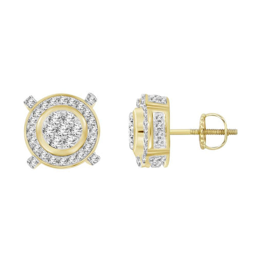 LADIES STUD EARRINGS 0.50CT ROUND DIAMOND 10K YELLOW GOLD