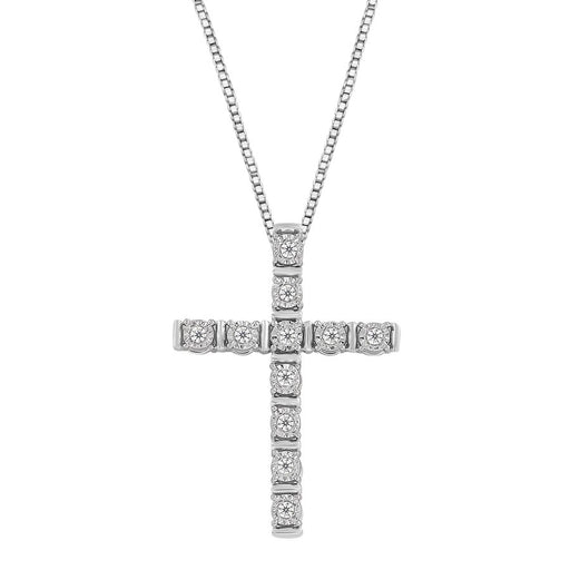 LADIES PENDANT WITH CHAIN 0.10CT ROUND DIAMOND 10K WHITE GOLD
