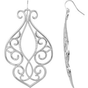 Ladies Natural Diamond Earrings — Sterling Silver