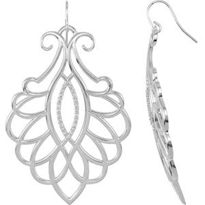 Ladies Natural Diamond Earrings — Sterling Silver