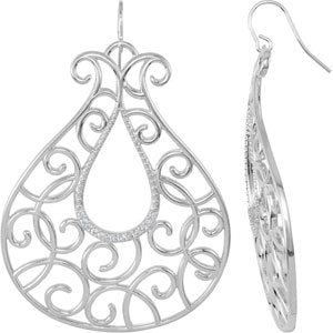 Ladies Natural Diamond Earrings — Sterling Silver