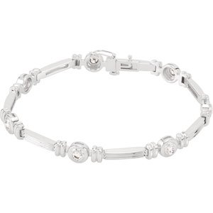 Ladies Natural Diamond Line Bracelet (I1, G-H) — 14K White Gold