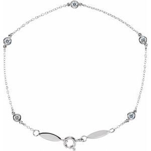Ladies Natural Diamond Bezel-Set Station Bracelet (I1, H+) — 14K White Gold
