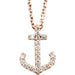 Ladies Natural Diamond Anchor Necklace (I1, G-H) — 14K Rose Gold