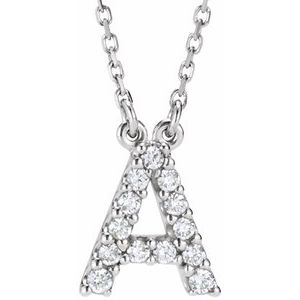 Ladies Natural Diamond Initial A Necklace (I1, G-H) — 14K White Gold