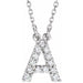 Ladies Natural Diamond Initial A Necklace (I1, G-H) — 14K White Gold